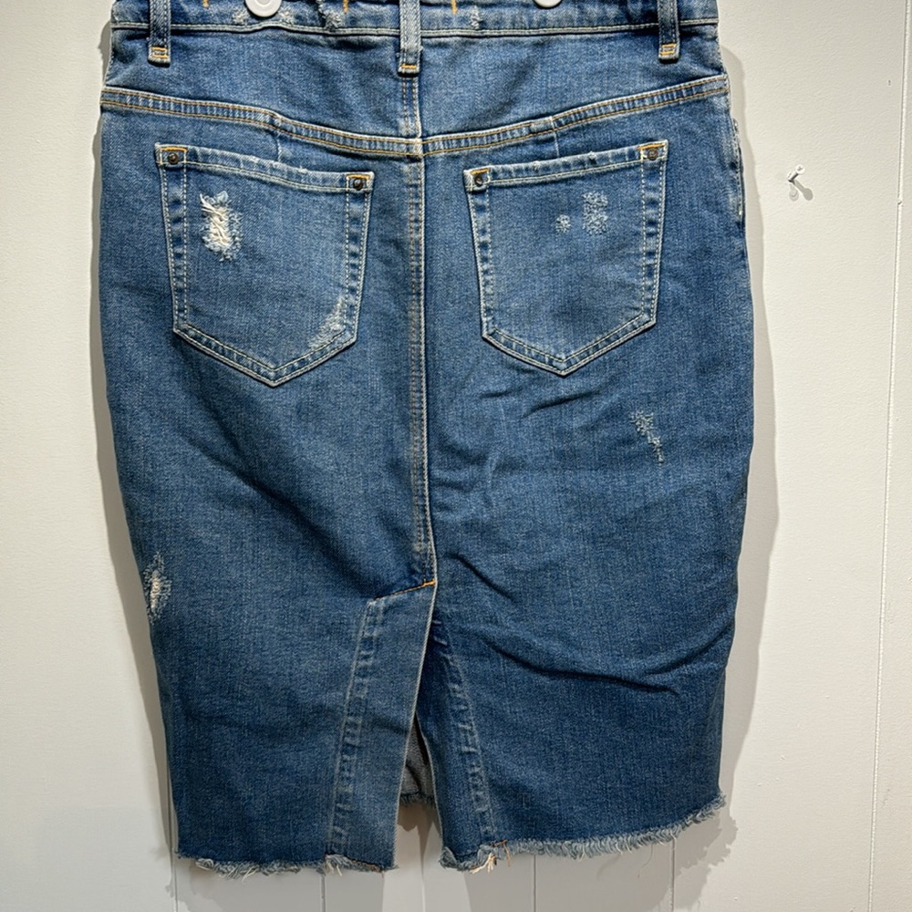 Denim Distressed Skirt - Picture 5 of 6